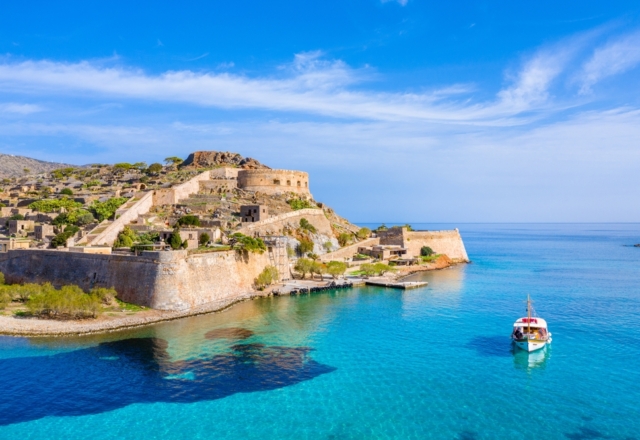 Aerial,View,Of,The,Island,Of,Spinalonga,,Gulf,Of,Elounda,